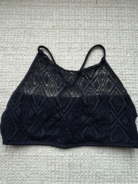 Midori Bikinis Black Crochet High-Neck Bikini Top